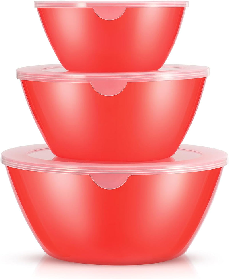 Wehome BPA-Free Mixing Bowls with Lids - Set of 3 Aqua Nesting Bowls for Kitchen Prep Serving and Storage