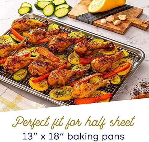 Oven-Safe Baking Rack and Pan Set - Quarter Sheet Size - Premium Aluminum and Stainless Steel - Durable and Easy to Clean