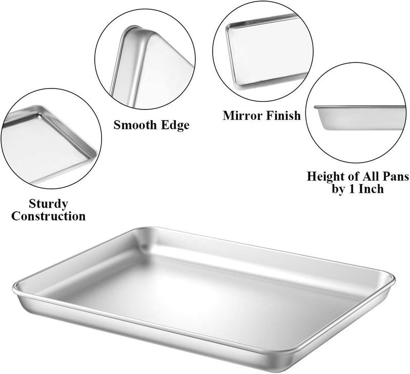 Wildone Baking Sheet with Rack Set - Stainless Steel Non-Toxic Heavy Duty Easy Clean