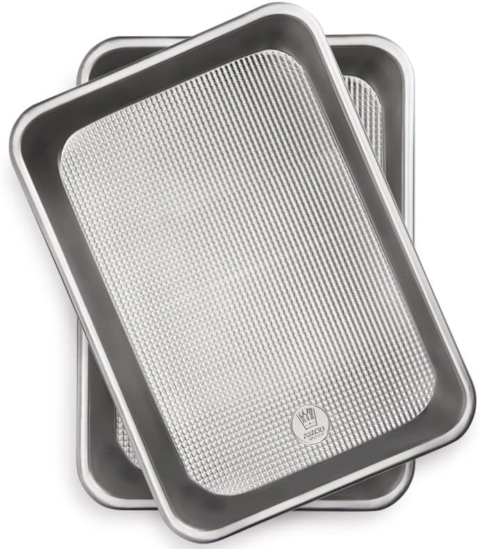 Professional Quarter Sheet Baking Pans - Set of 2 Aluminum Cookie Sheets - Rimmed 9x13-inch for Baking and Roasting