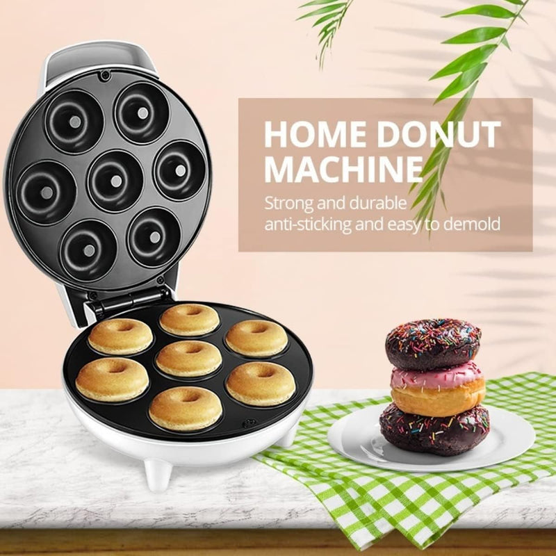 Kid-Friendly Non-Stick Donut Maker Machine - Makes 7 Delicious Donuts - Grey