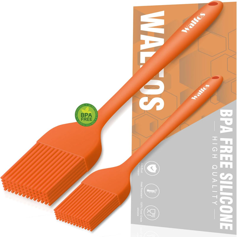 Walfos Silicone Basting Pastry Brush Set 2 Pcs - Heat Resistant for BBQ Baking  Cooking