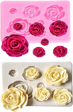 2PCS Rose Flowers Silicone Molds for Cake Decorating and Chocolate Fondant