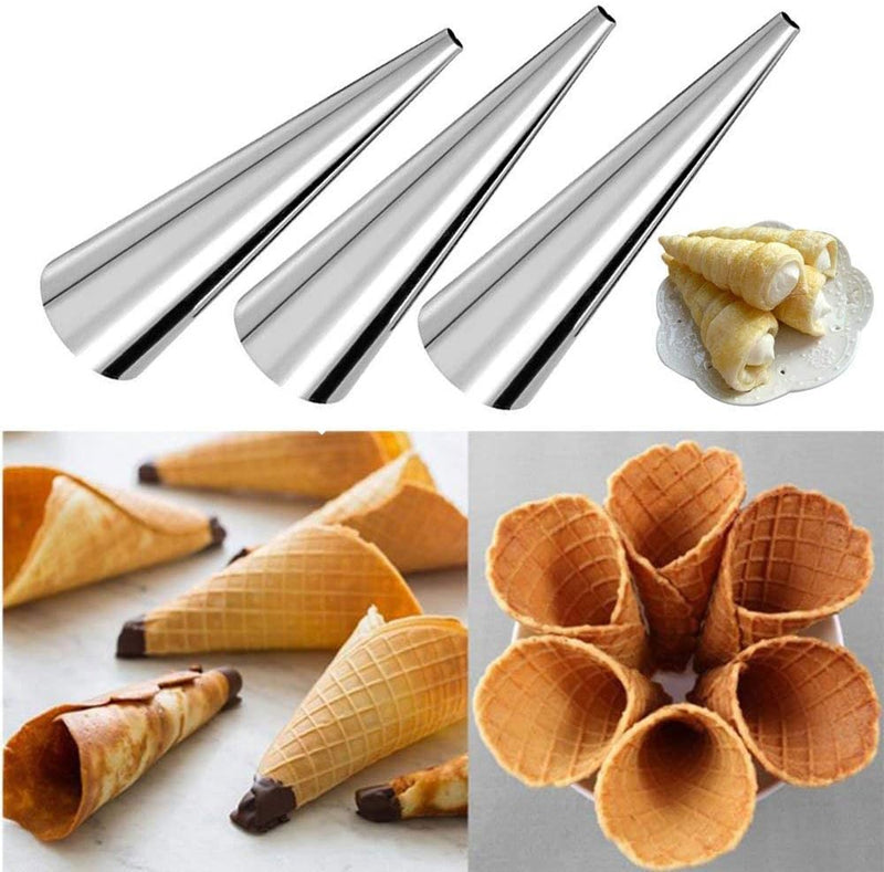 21-Piece Stainless Steel Cream Horn Molds with Cleaning Brush for Baking