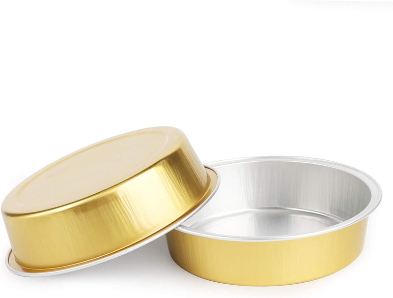 50-Pack Disposable 4 Mini Tart Pans with Lids in Golden Aluminum - Ideal for Baking Pies Tarts Quiches and Cakes