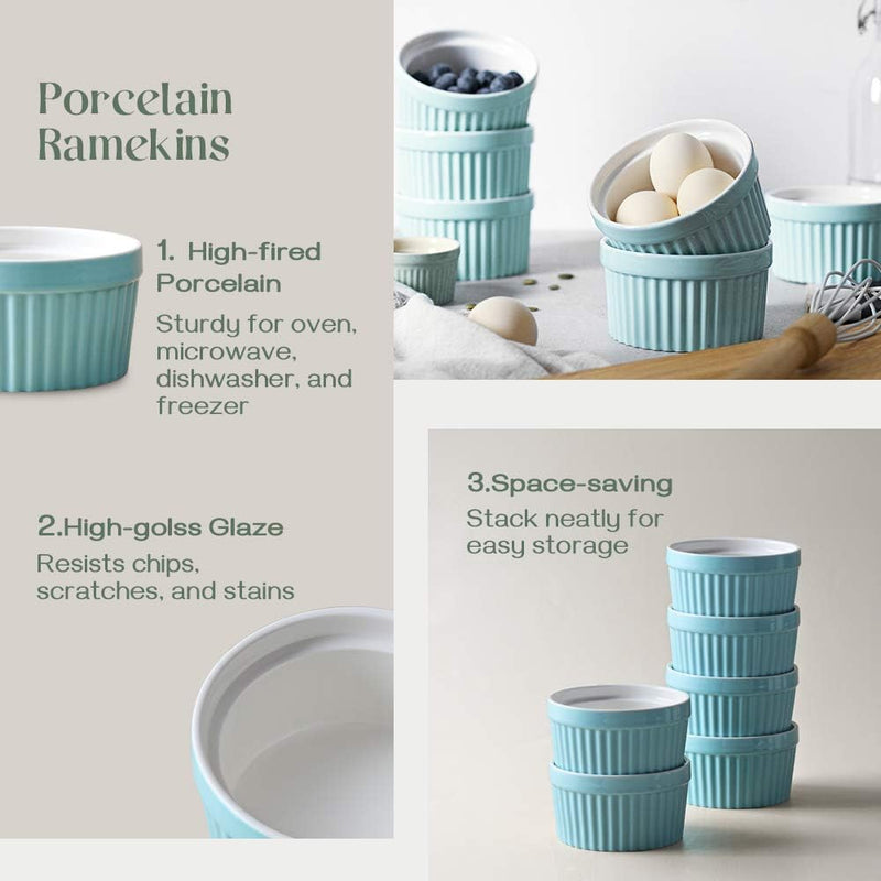 DOWAN Porcelain Ramekin Set - 4oz Baking 6 White