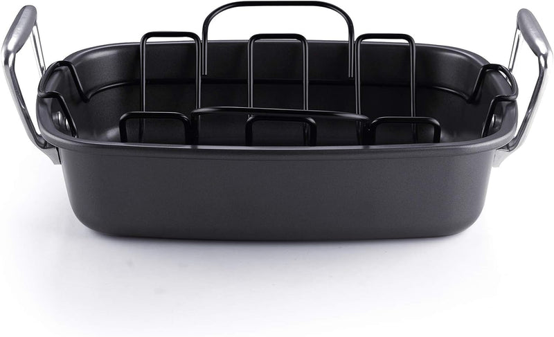 Cook N Home Nonstick Roasting Pan with Rack - Black 17x13