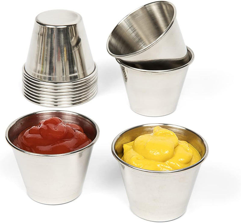 Stainless Steel Ramekin Sauce Cups - Commercial Grade 12 count 15 oz