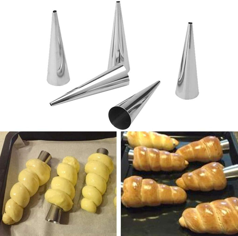 VolksRose 30pc Cream Horn and Cannoli Mold Kit - Stainless Steel Baking Molds for Danish Pastry and Lady Lock Forms