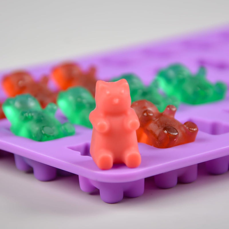 Silicone Gummy Bear Molds with Droppers - Nonstick Food Grade - Pack of 4 Mini Size