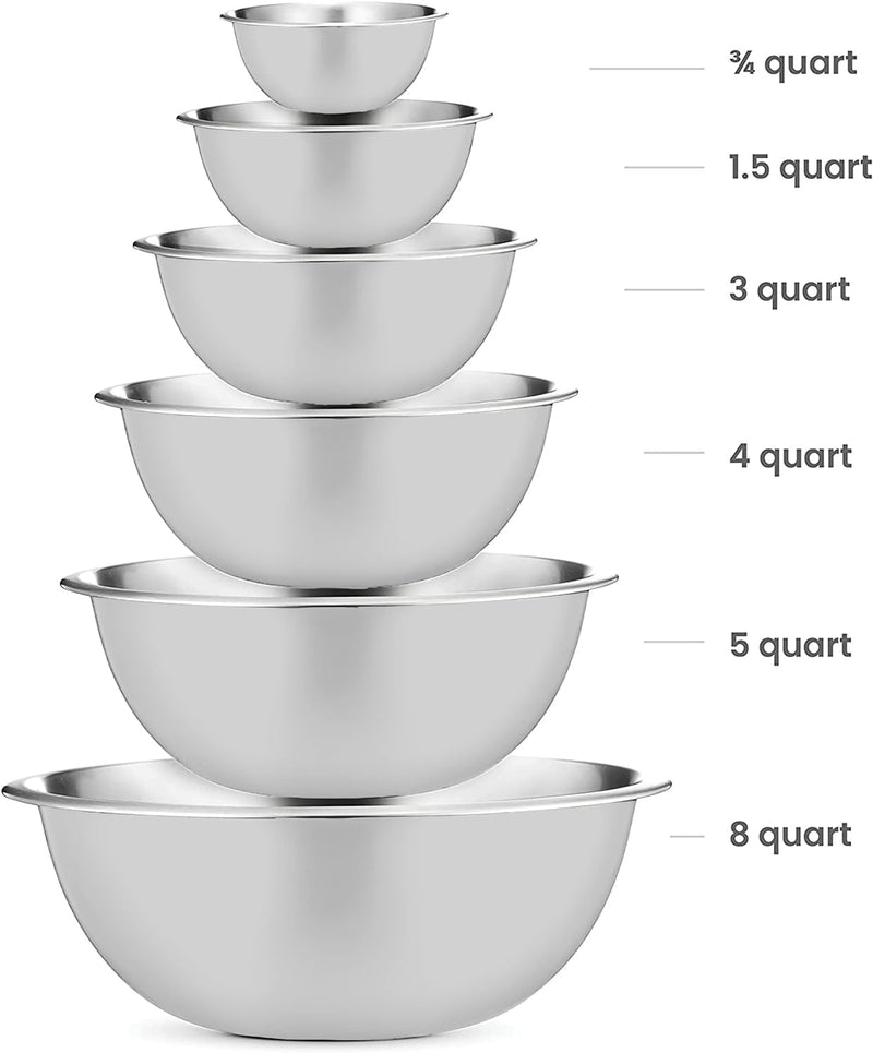 Stainless Steel Mixing Bowl Set - Space Saving Easy to Clean 5 Pieces