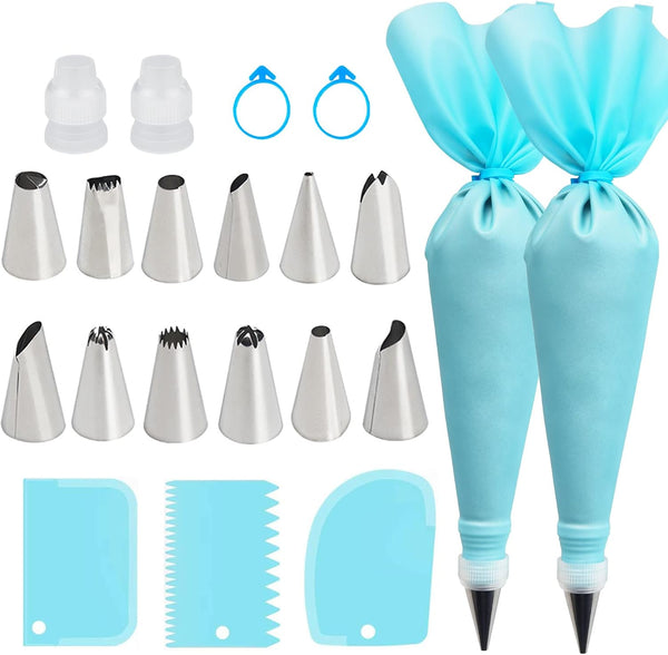 Baking Supplies Set with Piping Bags Tips and Reusable Pastry Bags for Cake Decorating Cookies and Cupcakes