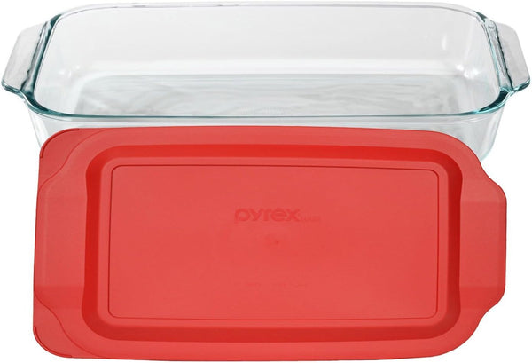 Pyrex Basics 3 Quart Glass Baking Dish with Red Lid - 132x89x2