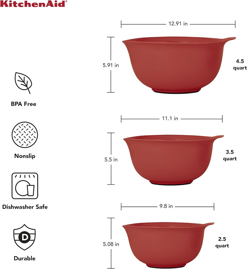 KitchenAid Mixing Bowls Set of 3 Empire Red 2 Quarts