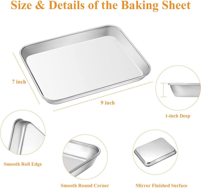 Stainless Steel Baking Sheet Set - 2 Pack Non-Toxic  Heavy Duty Mirror Finish 12x10x1 Dishwasher Safe