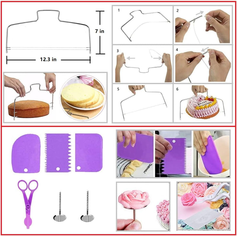 ANSLYQA 345 Pcs Cake Decorating Kit with Cake Turntable & Leveler,55 Numbered Icing Piping Tips,2 Spatulas,3 Comb Scrapers,2 Tip Couplers,102 Pastry Bags,100 Paper Cupcake Liners