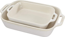 STAUB Rectangular Baking Dish Set 2 pc Rustic Ivory