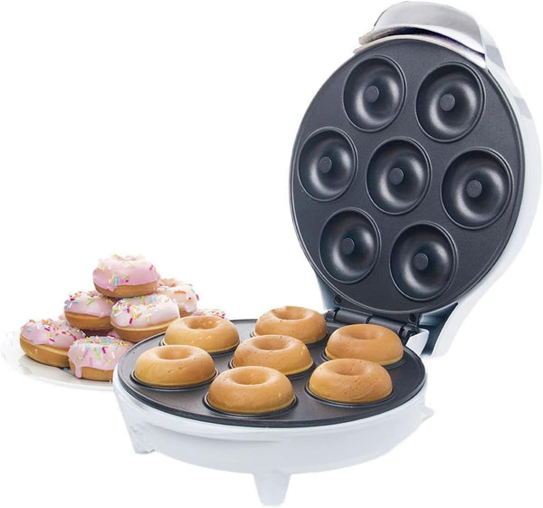 Non-Stick Mini Donut Maker - Makes 7 Doughnuts for Kid-Friendly Breakfast Snacks and Desserts - Home  Travel Use