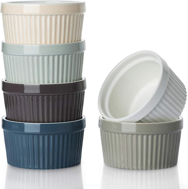 Oven-Safe Porcelain Ramekins - Set of 6