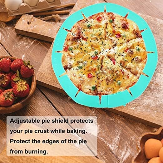 Adjustable Pie Crust Shield Protector - Silicone Baking Cover for Halloween Christmas Parties - Fits 8-115 Inches Pies