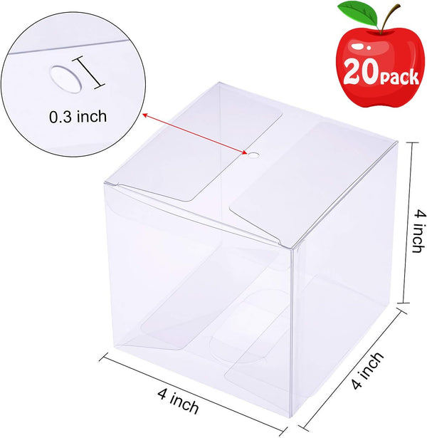 Candy Apple Boxes 20-Pack - Clear Food-Grade Favor Boxes for Treats 4x 4x 4