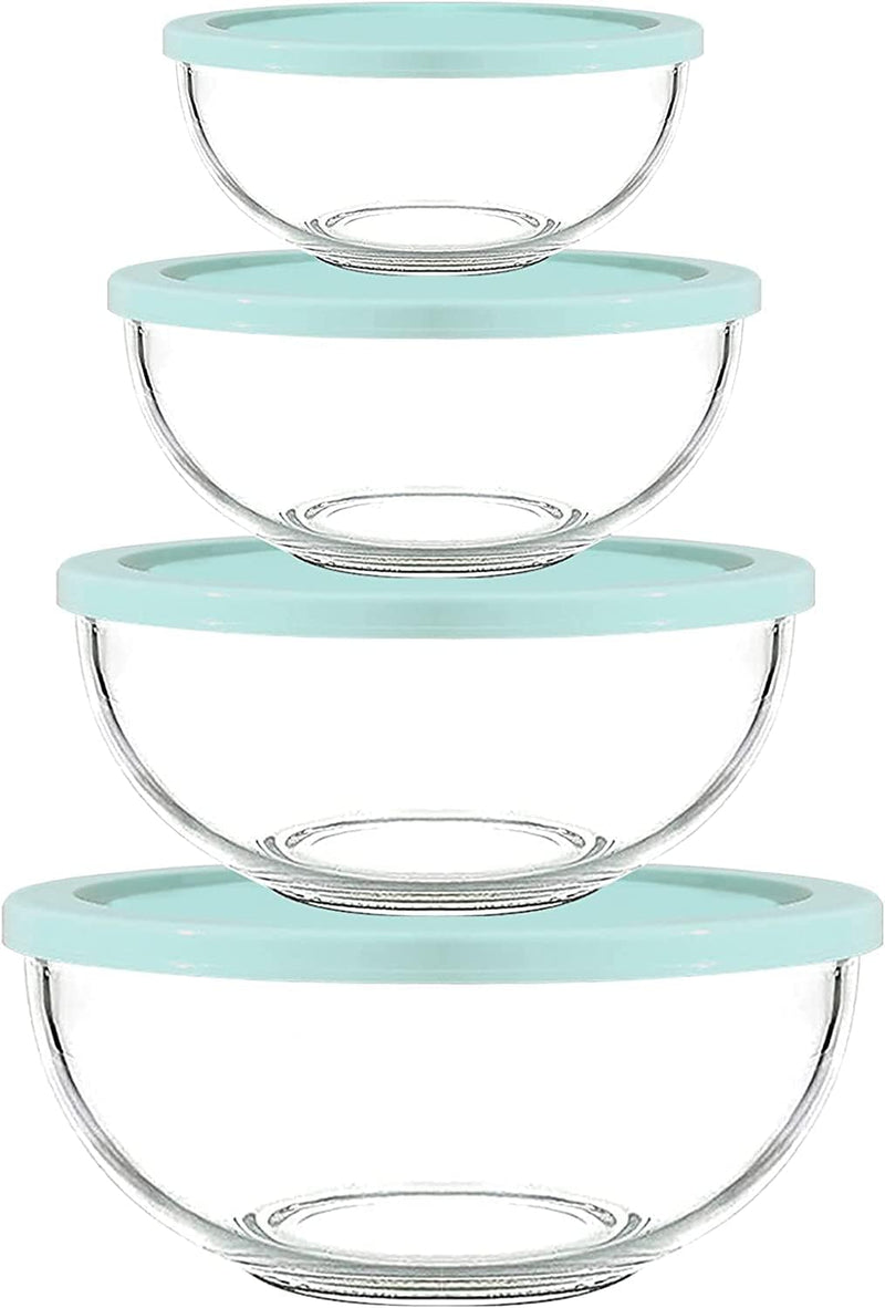 3PC Glass Mixing Bowl Set with Lids - Clear Dishwasher Safe for Kitchen Cooking and Baking