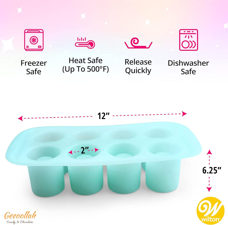 Wilton Shot Glass Silicone Mold - Green Candy and Ice Mold Set for Edible Shots and Baking - 8 Cavities