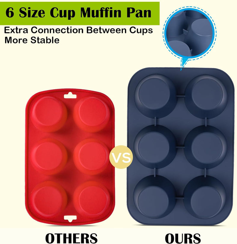 Vnray Silicone Muffin Baking Pan 2-Pack - Nonstick 12 Cup Cake Molds Grey BPA Free