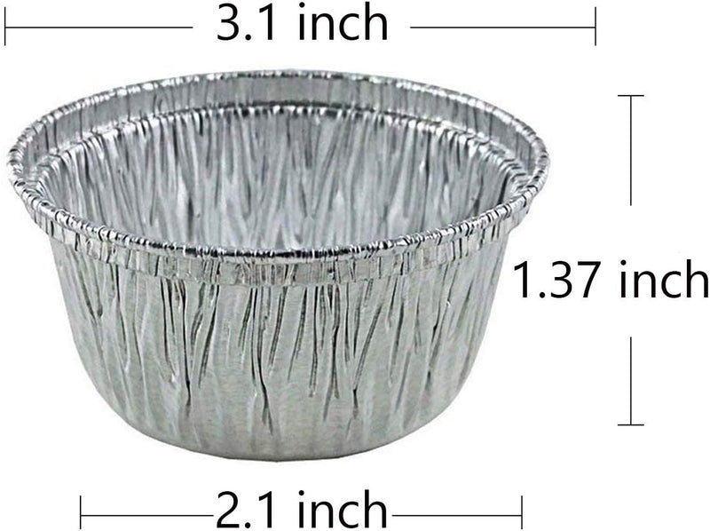 Disposable Tin Foil Baking Cups - 4 oz 100 Pack for Baking and Roasting