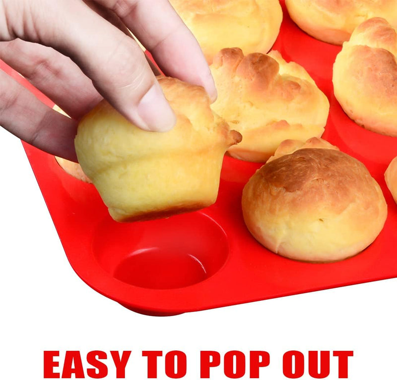 Nonstick Silicone Muffin Pan - BPA Free 12 Cupcake Mold - Regular Size