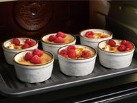 ONEMORE Ceramic Ramekins - 8 oz, Set of 6 - Oven, Dishwasher Safe Baking Cups - Bowls for Creme Brulee, Souffle, Ice Cream and Fruits - Creamy White