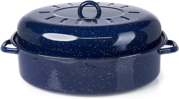 IMUSA 18 Traditional Blue Enamel Oval Roaster