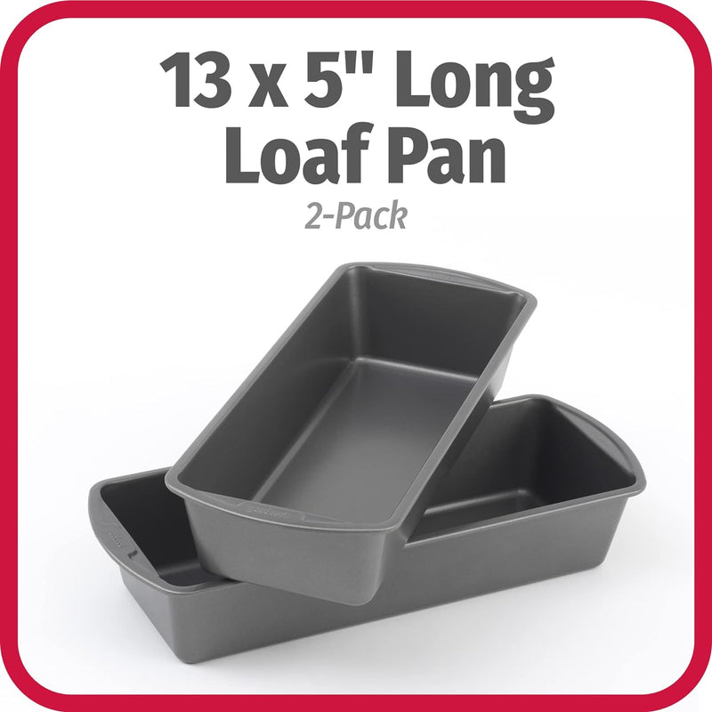 Good Cook Set of 2 Nonstick Bread Loaf Pans 13 x 5 Gray