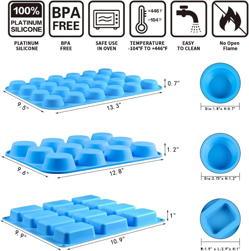 CAKETIME Silicone Baking Molds - 3-Pack Cupcake Muffin and Mini Loaf Pan Set