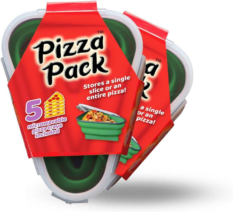 The Perfect Pizza Pack - Reusable Pizza Storage Container with 5 Microwavable Trays - BPA-Free Organizer for Space-Saving Red