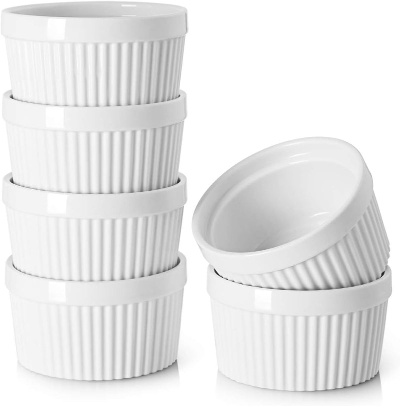 DOWAN Porcelain Ramekin Set - 4oz Baking 6 White