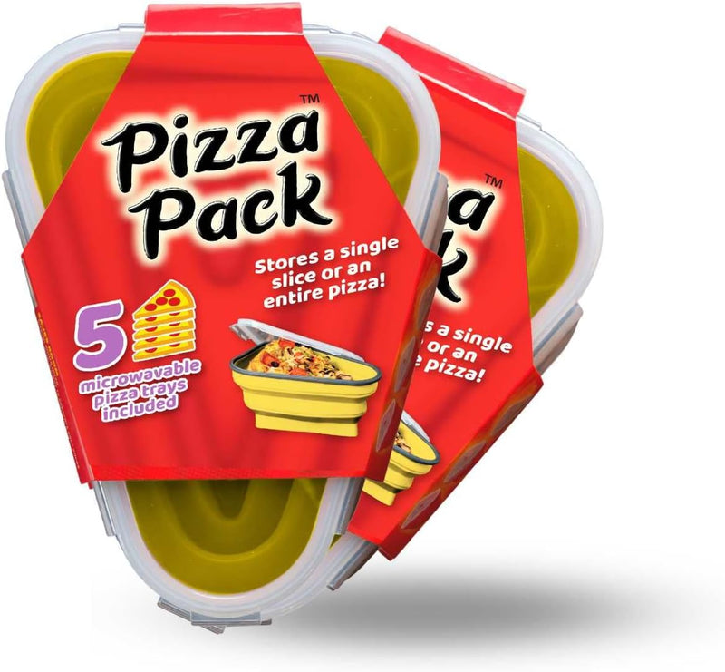 The Perfect Pizza Pack - Reusable Pizza Storage Container with 5 Microwavable Trays - BPA-Free Organizer for Space-Saving Red