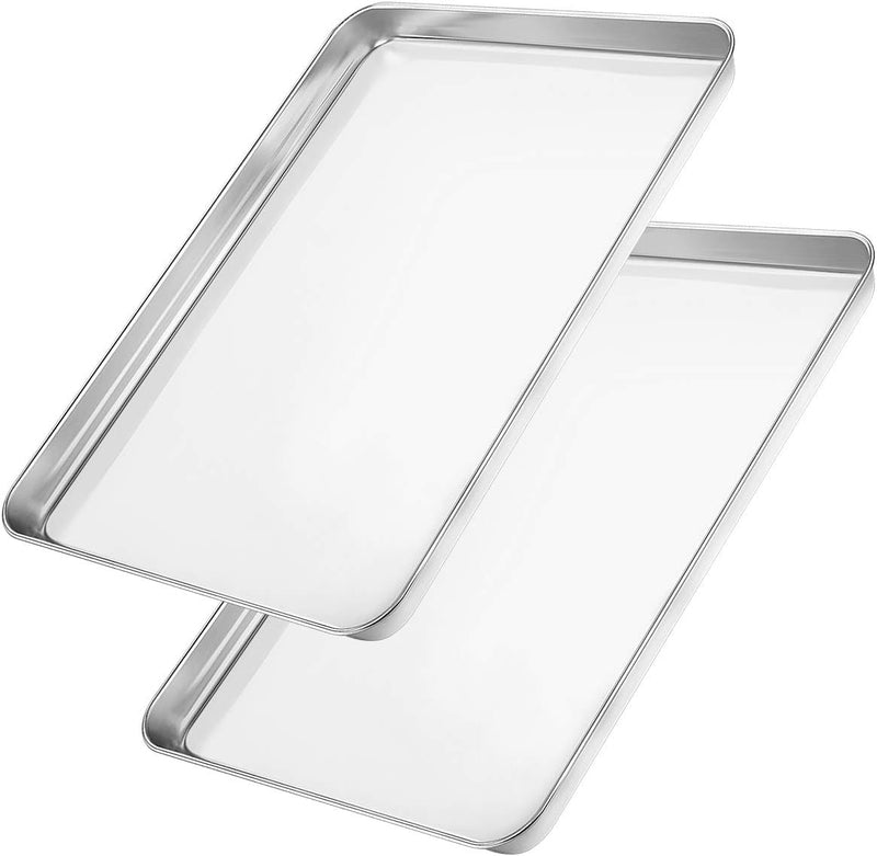 Wildone Baking Sheet Set of 2 - Stainless Steel 16x12x1 inch Non-Toxic Heavy Duty Mirror Finish Rust-Free Easy to Clean