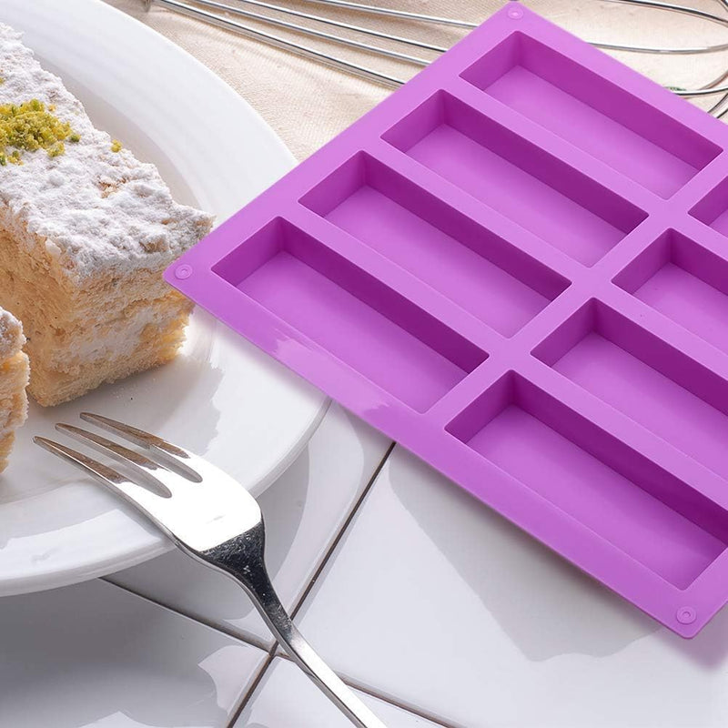 Rectangle Silicone Mold 8-Cavity Energy Bar Baking Pan - 105x835x08 In