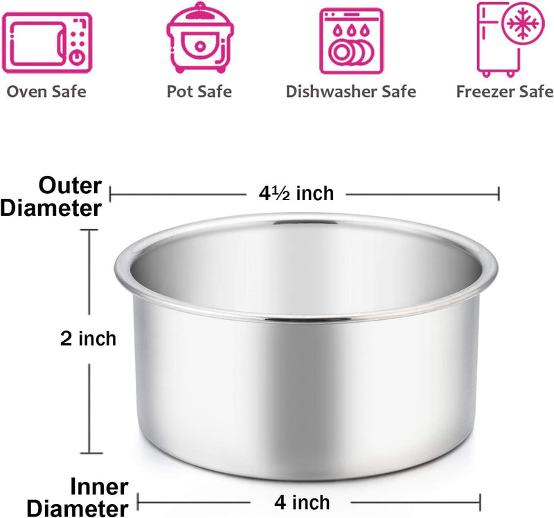 E-far Mini Round Cake Pan Set - Stainless Steel Non-Toxic Baking Pans Mirror Finish Dishwasher Safe Set of 3