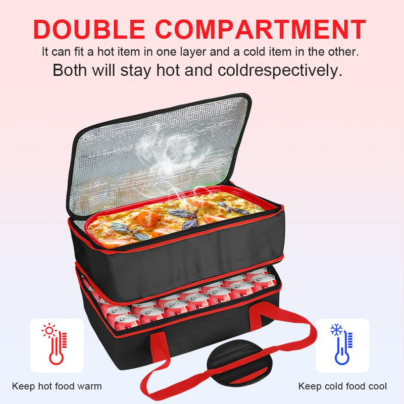 Bodaon Insulated Casserole Carrier Bag, Fits 9x13 and 11x15 Inch Baking Dish with Lid, Casserole Carriers for Hot or Cold Food for Transport (Black)