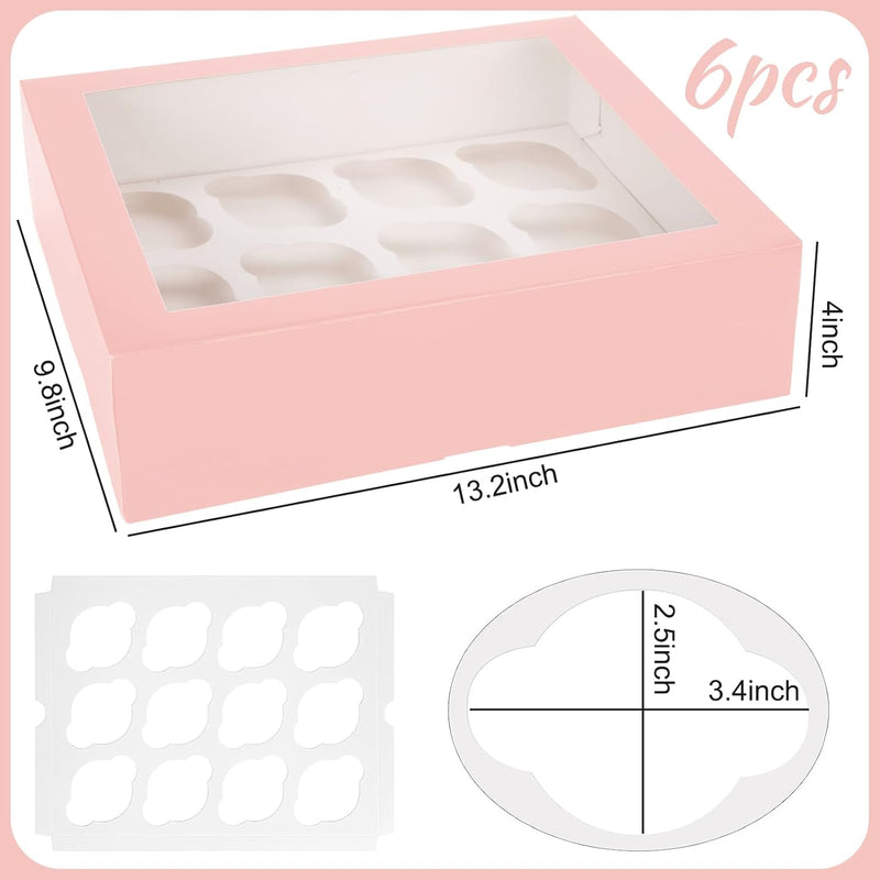 VGOODALL 6PCS White Cupcake Container - 12 count 72 Pastry Box for Holiday PartyBakery Supplies