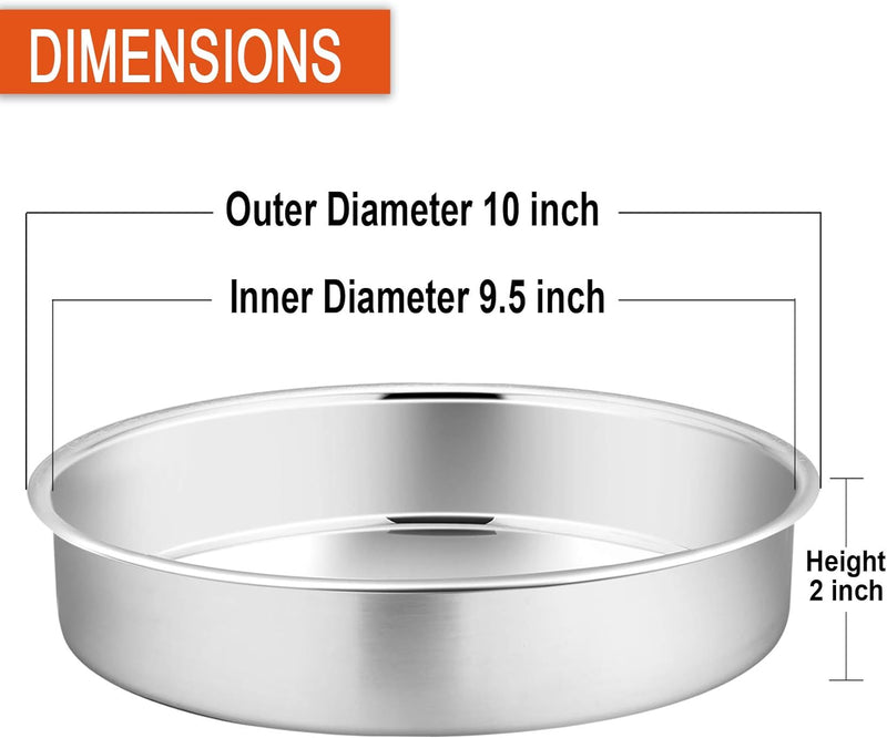 PP Chef 4 Stainless Steel Baking Pan Set for Mini Cakes Pizzas and Quiches - Non-Toxic Leakproof and Easy to Clean