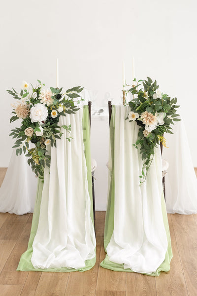Aisle Chair Decor with Draping in Emerald & Tawny Beige | Clearance