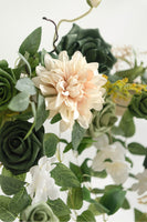 Hanging Arch Flower Decor in Emerald & Tawny Beige