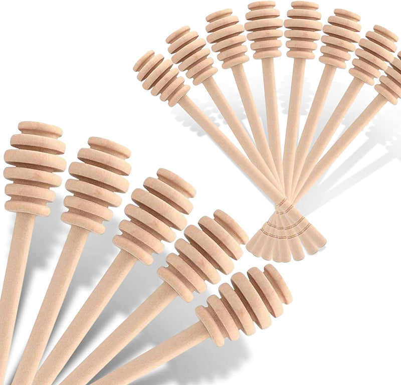 Premium 50-Pack 3 Inch Mini Wooden Honey Dipper Stick, Individually Wrapped,Pefect for Wedding Shower Party Favors Honey Jar spoon or Honey Wands mini