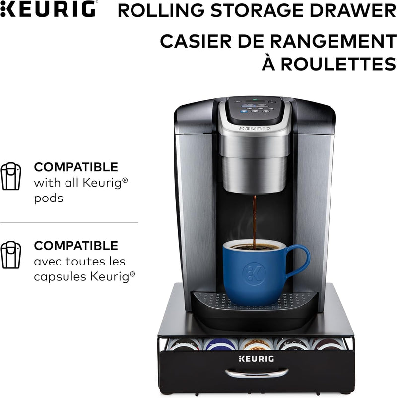 Keurig Under Brewer Storage Drawer, Coffee Pod Storage, Holds Upto 35 Keurig K-Cup Pods, Black