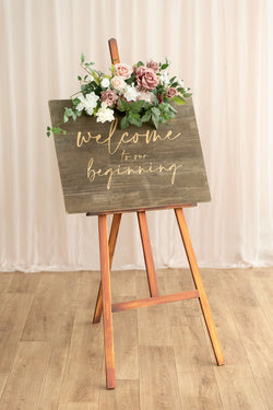 Dusty Rose Floral Sign Decor