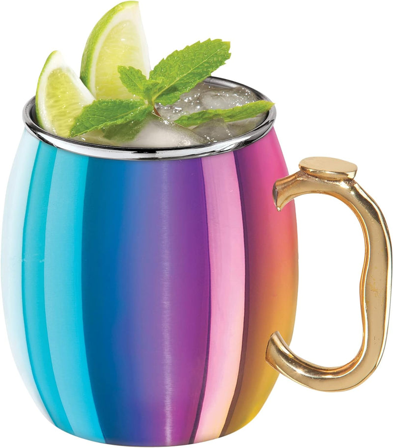 Oggi Stainless Steel Moscow Mule Mug - 20 oz, Rainbow with EZ-grip handle