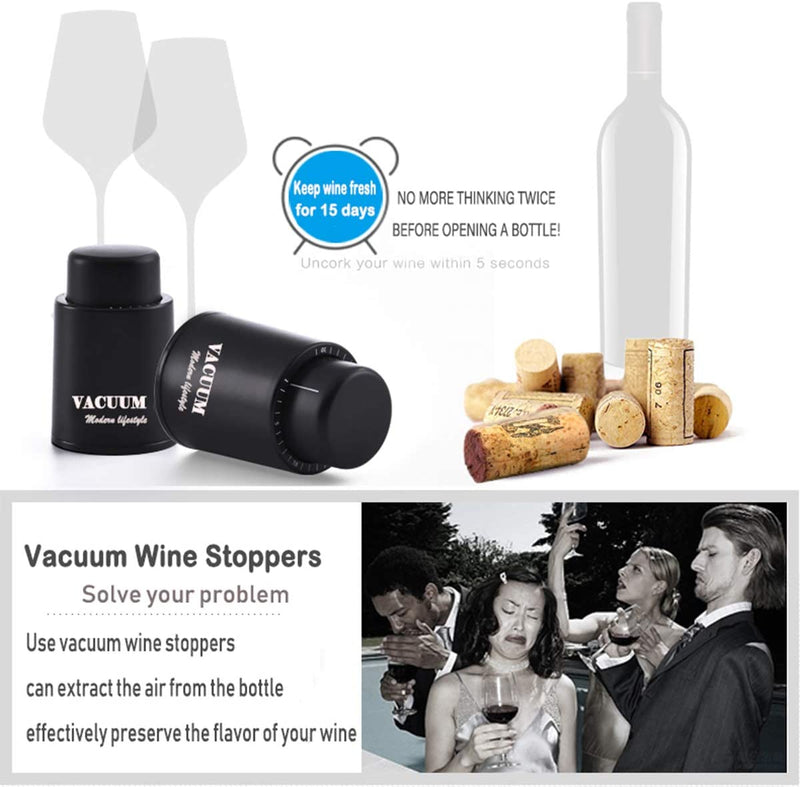 [2 PACK]Wine Bottle Stoppers,Real Vacuum Wine Stoppers,Reusable Wine Preserver,Wine Corks Keep Fresh,Best Gifts for Wine Lovers for christmas gifts.